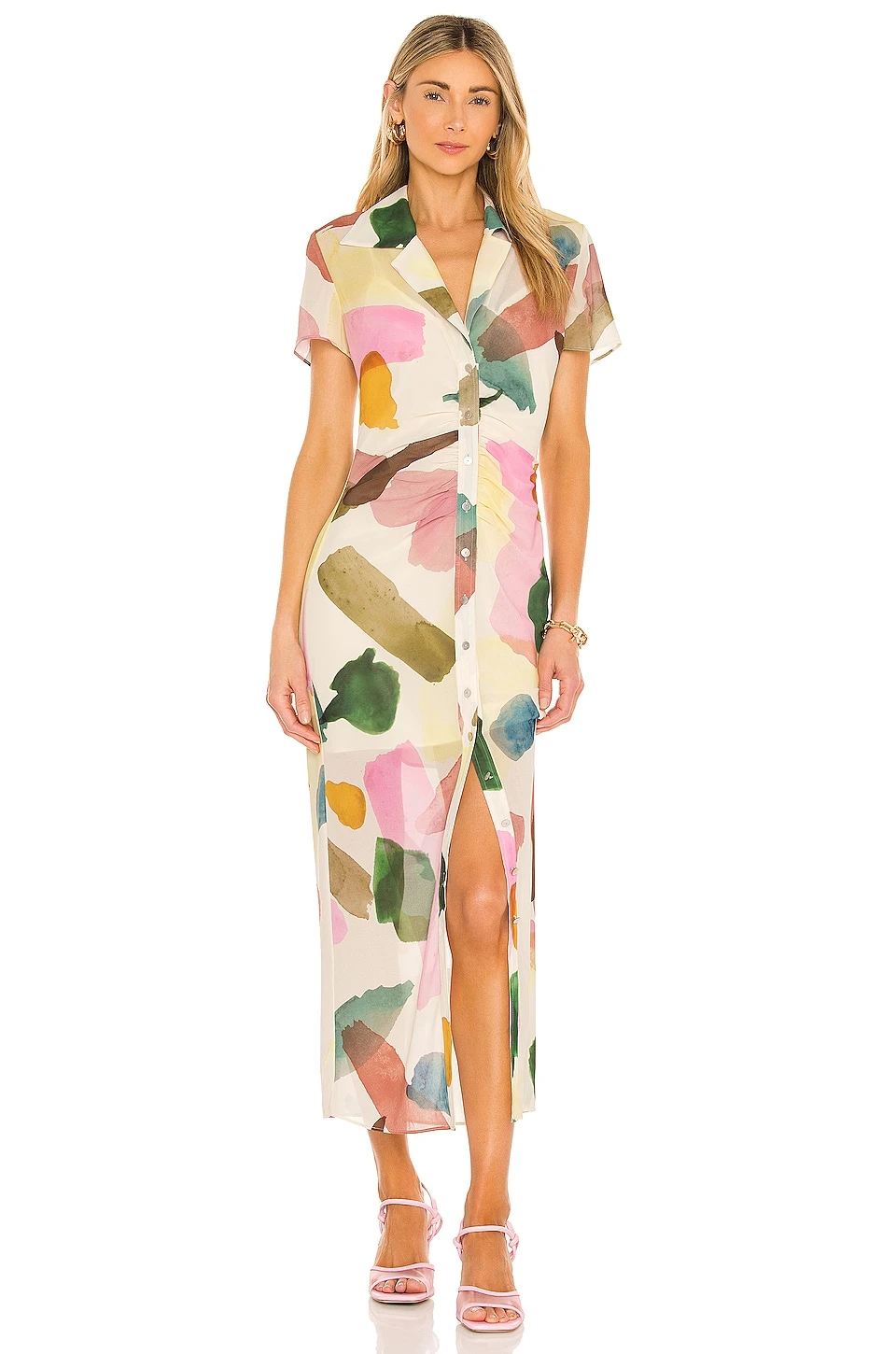 Song Of Style Holland Midi Dress In Watercolor Multi
