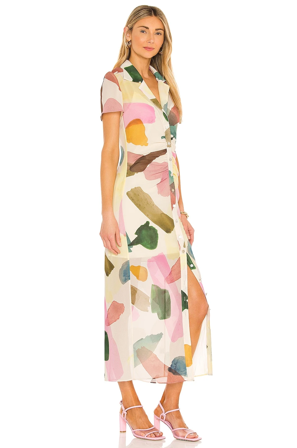 Song Of Style Holland Midi Dress In Watercolor Multi - Image 2