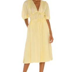 Song Of Style Sonnet Midi Dress In Pale Yellow
