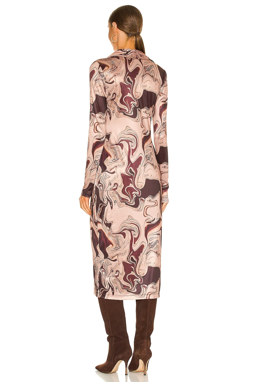 Song Of Style Rommie Midi Dress In Brown Marble - Image 3