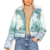 Song Of Style Ezi Puffer Jacket In Blue Landscape