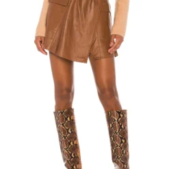 Song Of Style Brandy Leather Skirt In Brown