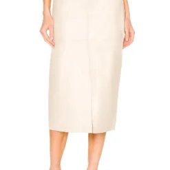 Song Of Style Marie Leather Midi Skirt In Cream