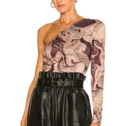 Song Of Style Etney Bodysuit In Brown Marble